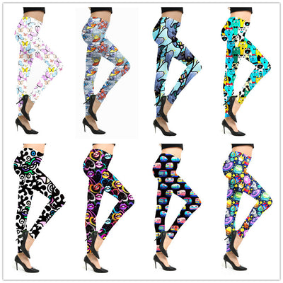 Leggings Estampado Graffiti Cartoon Abstracto Europeo y Americano para Mujer - Image 12