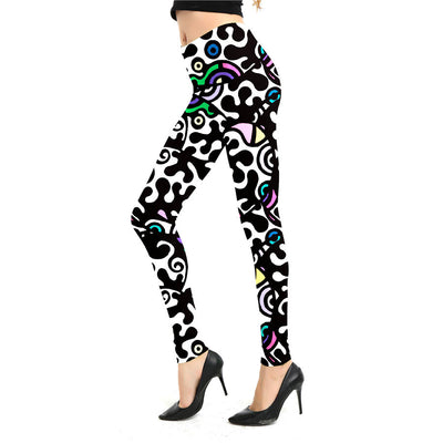 Leggings Estampado Graffiti Cartoon Abstracto Europeo y Americano para Mujer - Image 35