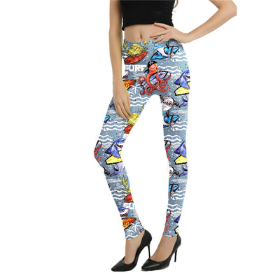 Leggings Estampado Graffiti Cartoon Abstracto Europeo y Americano para Mujer - Image 43
