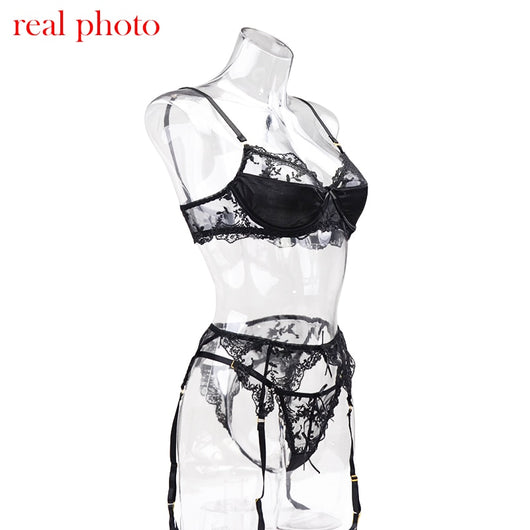 Conjunto de Lencería Sensual con Bordado Perspectiva de Tres Puntos - Image 13