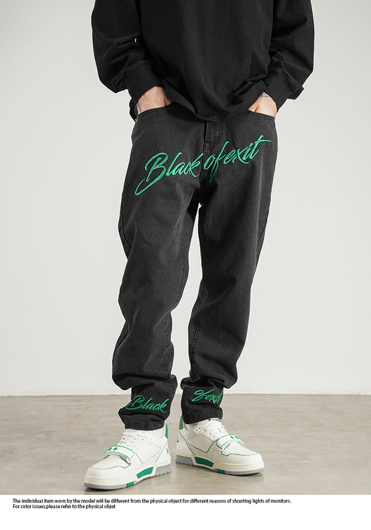 Jeans Skinny Fit con Bordado Retro Estilo Americano para Hombre - Image 7