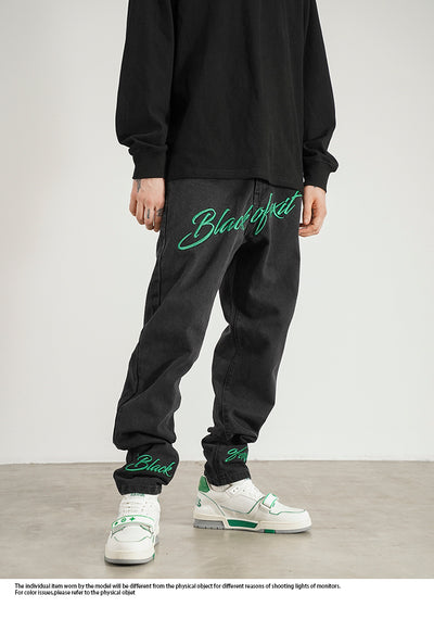 Jeans Skinny Fit con Bordado Retro Estilo Americano para Hombre - Image 8