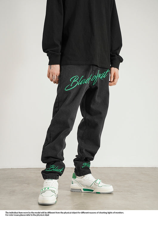 Jeans Skinny Fit con Bordado Retro Estilo Americano para Hombre - Image 8