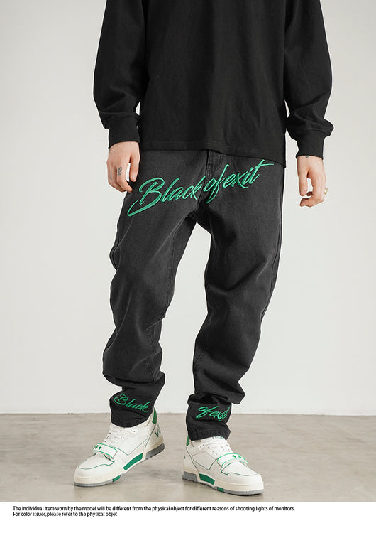 Jeans Skinny Fit con Bordado Retro Estilo Americano para Hombre - Image 9