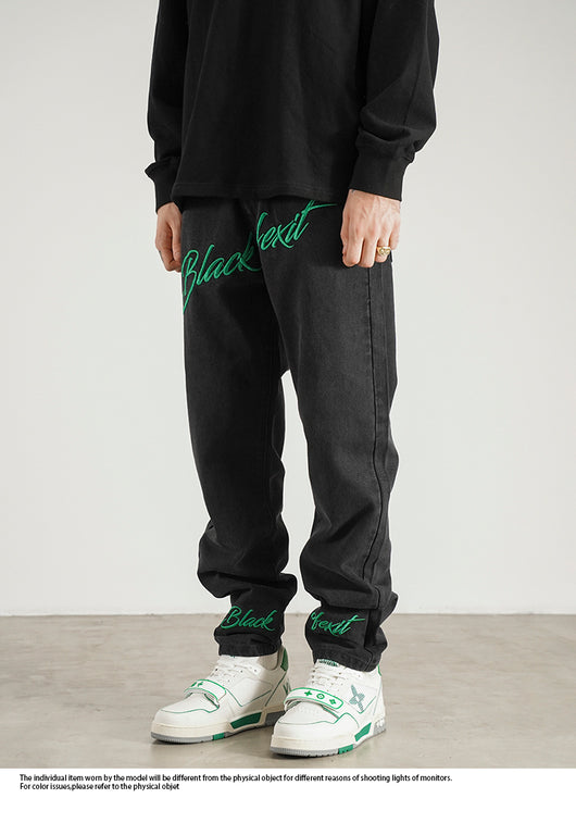 Jeans Skinny Fit con Bordado Retro Estilo Americano para Hombre - Image 11