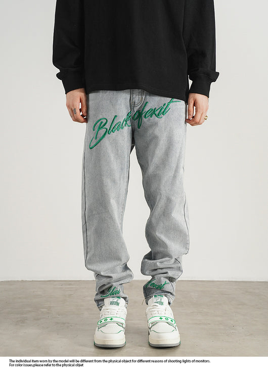 Jeans Skinny Fit con Bordado Retro Estilo Americano para Hombre - Image 14