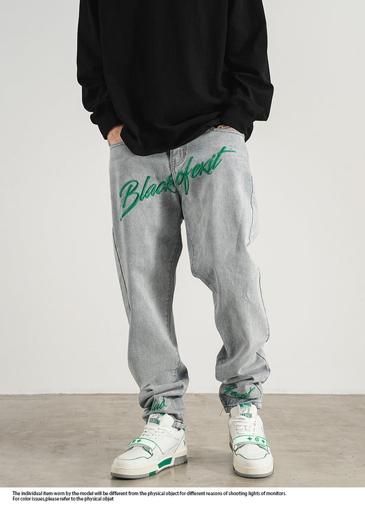 Jeans Skinny Fit con Bordado Retro Estilo Americano para Hombre - Image 16