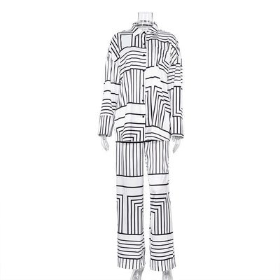 Conjunto de Dos Piezas: Blusa Satinada con Estampado Europeo y Americano para Mujer - Image 14