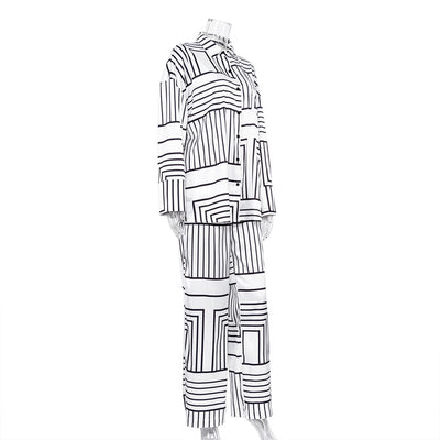 Conjunto de Dos Piezas: Blusa Satinada con Estampado Europeo y Americano para Mujer - Image 15