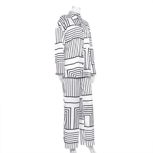 Conjunto de Dos Piezas: Blusa Satinada con Estampado Europeo y Americano para Mujer - Image 15