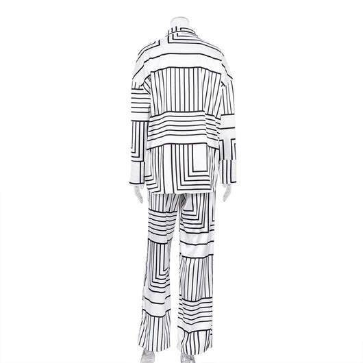 Conjunto de Dos Piezas: Blusa Satinada con Estampado Europeo y Americano para Mujer - Image 16