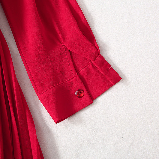 Vestido Elegante Cuello V con Falda Plisada Larga para Mujer - Image 28