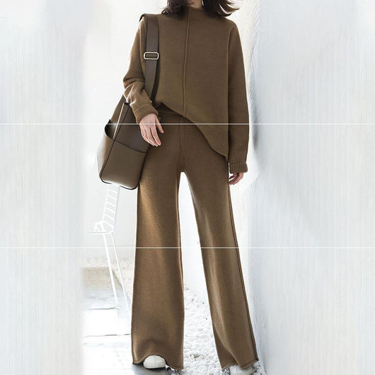 Conjunto de Pantalón Ancho y Suéter Tejido Grueso para Mujer - Image 6
