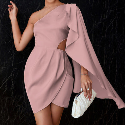 Vestido Asimétrico de Hombro Descubierto con Detalles Calados - Image 19