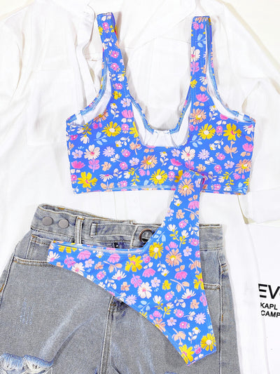 Bikini Deportivo Floral Dividido para Mujer - Image 10