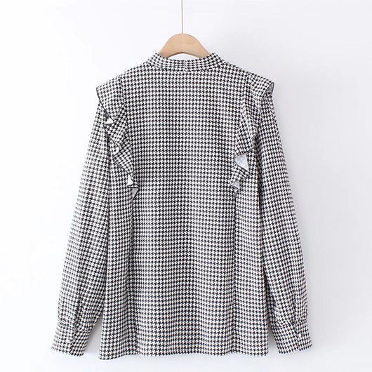 Camisa Retro Cuadros Houndstooth Talla Grande para Mujer - Image 9