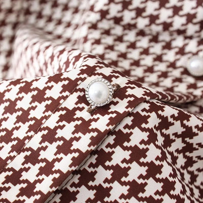 Camisa Retro Cuadros Houndstooth Talla Grande para Mujer - Image 11