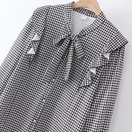 Camisa Retro Cuadros Houndstooth Talla Grande para Mujer - Image 12