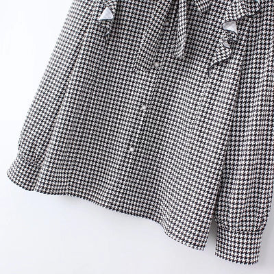 Camisa Retro Cuadros Houndstooth Talla Grande para Mujer - Image 13