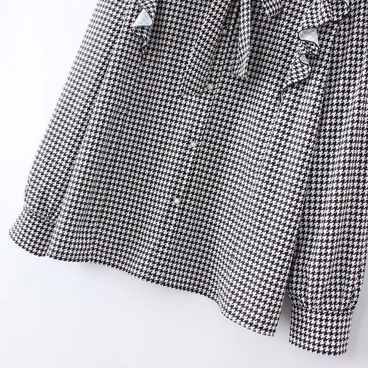 Camisa Retro Cuadros Houndstooth Talla Grande para Mujer - Image 13