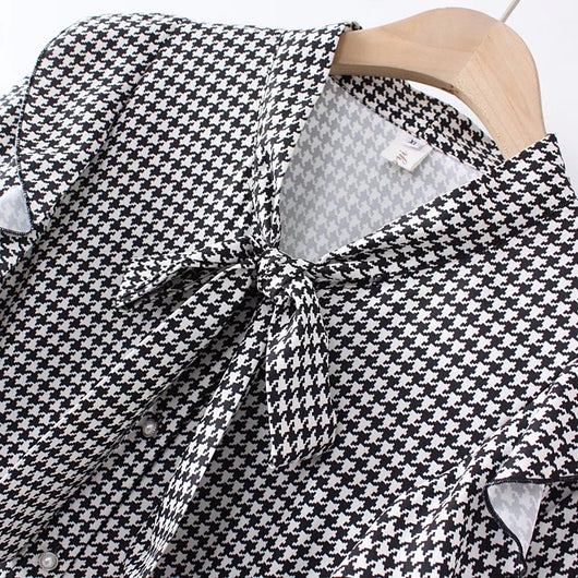 Camisa Retro Cuadros Houndstooth Talla Grande para Mujer - Image 14