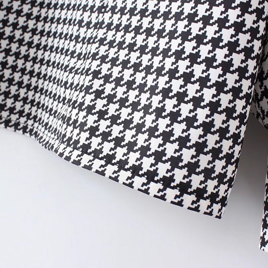 Camisa Retro Cuadros Houndstooth Talla Grande para Mujer - Image 15