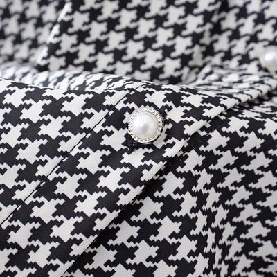 Camisa Retro Cuadros Houndstooth Talla Grande para Mujer - Image 16
