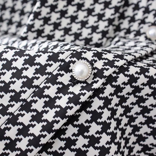 Camisa Retro Cuadros Houndstooth Talla Grande para Mujer - Image 16