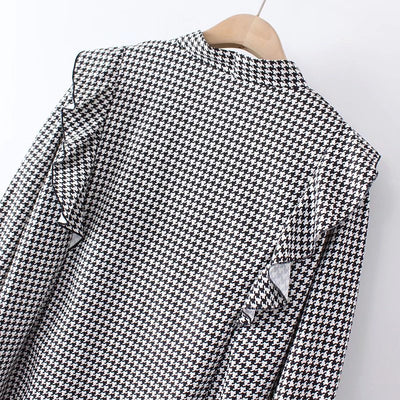 Camisa Retro Cuadros Houndstooth Talla Grande para Mujer - Image 18