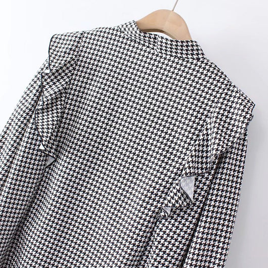 Camisa Retro Cuadros Houndstooth Talla Grande para Mujer - Image 18