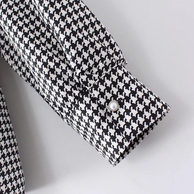 Camisa Retro Cuadros Houndstooth Talla Grande para Mujer - Image 19