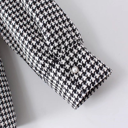Camisa Retro Cuadros Houndstooth Talla Grande para Mujer - Image 19