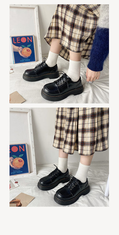 Zapatos Retro Británicos con Tacón Grueso y Puntera Redonda - Image 10
