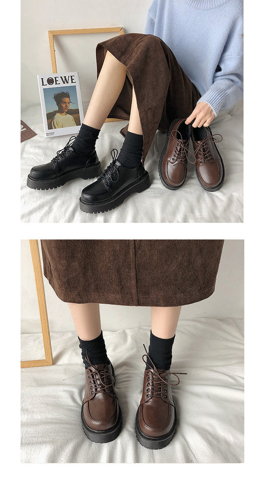 Zapatos Retro Británicos con Tacón Grueso y Puntera Redonda - Image 11
