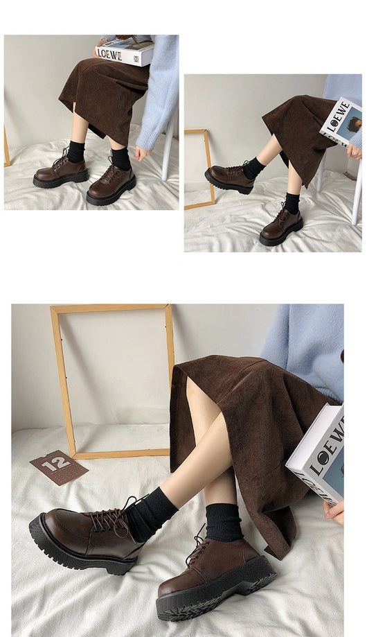 Zapatos Retro Británicos con Tacón Grueso y Puntera Redonda - Image 12