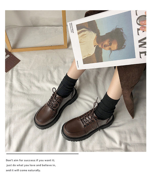 Zapatos Retro Británicos con Tacón Grueso y Puntera Redonda - Image 13