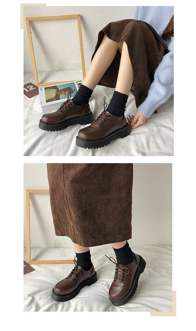 Zapatos Retro Británicos con Tacón Grueso y Puntera Redonda - Image 14