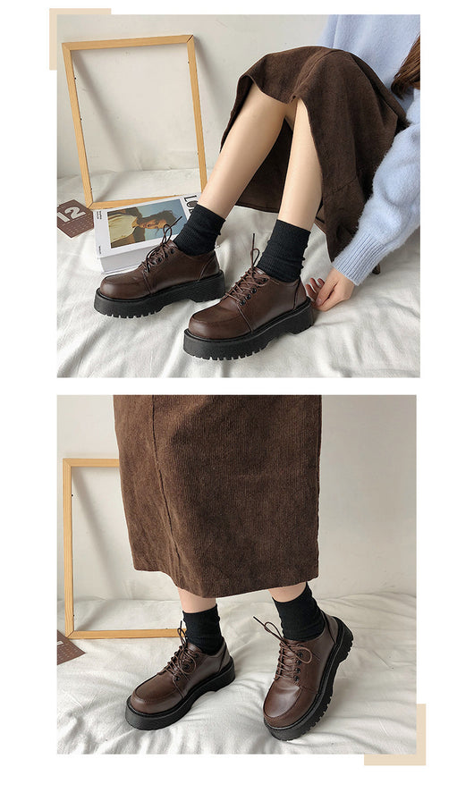Zapatos Retro Británicos con Tacón Grueso y Puntera Redonda - Image 14