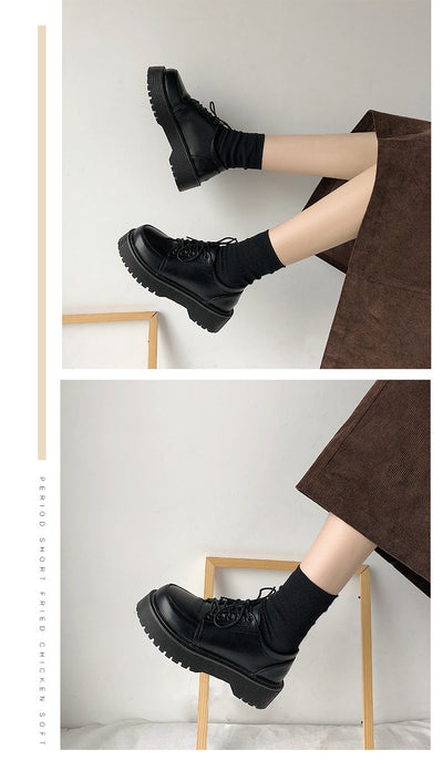 Zapatos Retro Británicos con Tacón Grueso y Puntera Redonda - Image 15