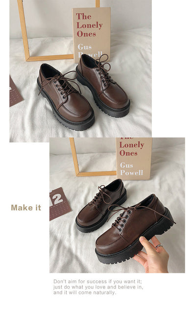 Zapatos Retro Británicos con Tacón Grueso y Puntera Redonda - Image 19