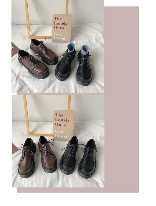 Zapatos Retro Británicos con Tacón Grueso y Puntera Redonda - Image 24