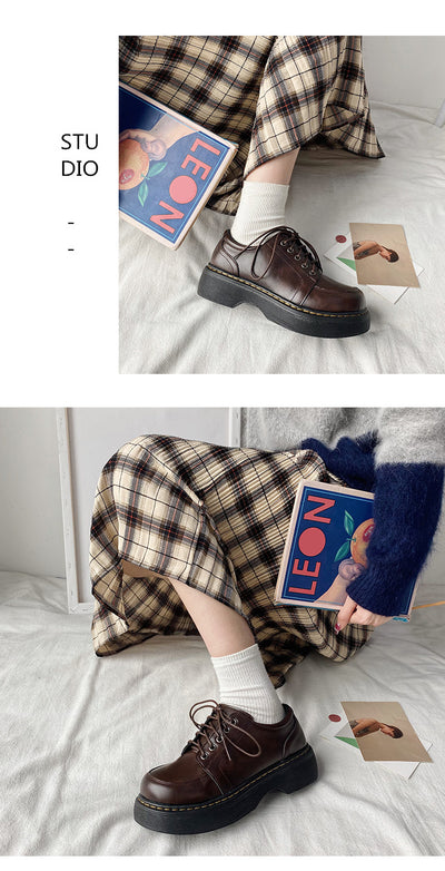 Zapatos Retro Británicos con Tacón Grueso y Puntera Redonda - Image 29