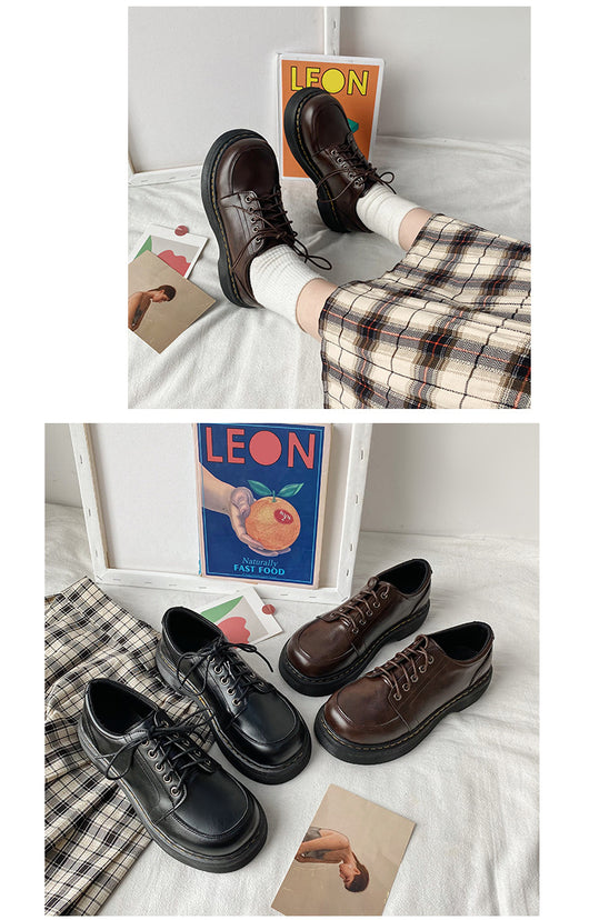 Zapatos Retro Británicos con Tacón Grueso y Puntera Redonda - Image 32