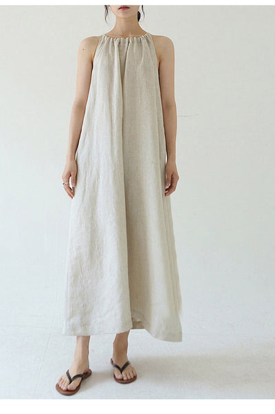 Vestido de Algodón y Lino con Hombros Descubiertos y Amarre Suelto - Image 11