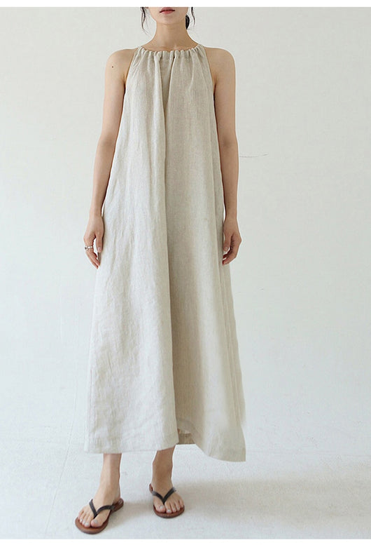 Vestido de Algodón y Lino con Hombros Descubiertos y Amarre Suelto - Image 11