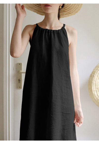 Vestido de Algodón y Lino con Hombros Descubiertos y Amarre Suelto - Image 18