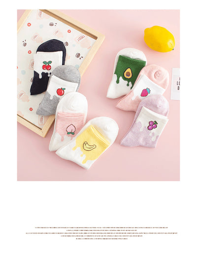 Calcetines de Algodón Estampados con Frutas y Personajes Anime - Image 13