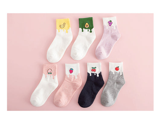 Calcetines de Algodón Estampados con Frutas y Personajes Anime - Image 15