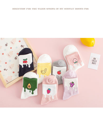 Calcetines de Algodón Estampados con Frutas y Personajes Anime - Image 17