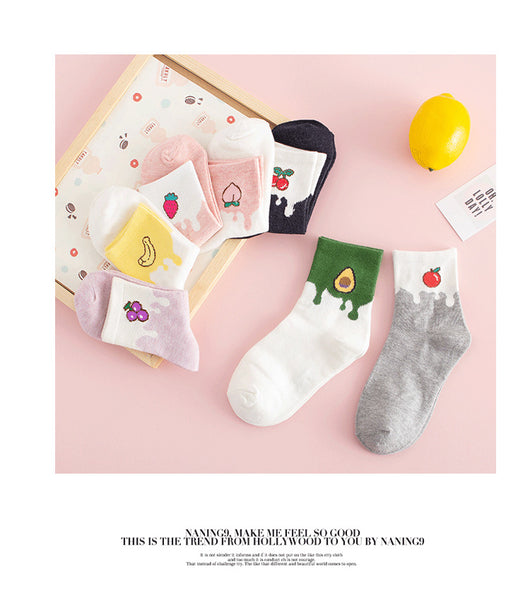 Calcetines de Algodón Estampados con Frutas y Personajes Anime - Image 18